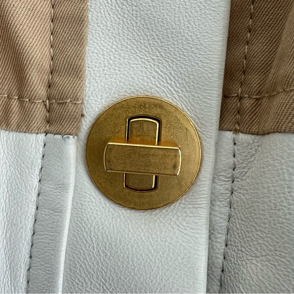 ANTHROPOLOGIE x Leifsdottir White Beige Leather Long Sleeve Classic Jacket Sz 0 - Picture 15 of 16